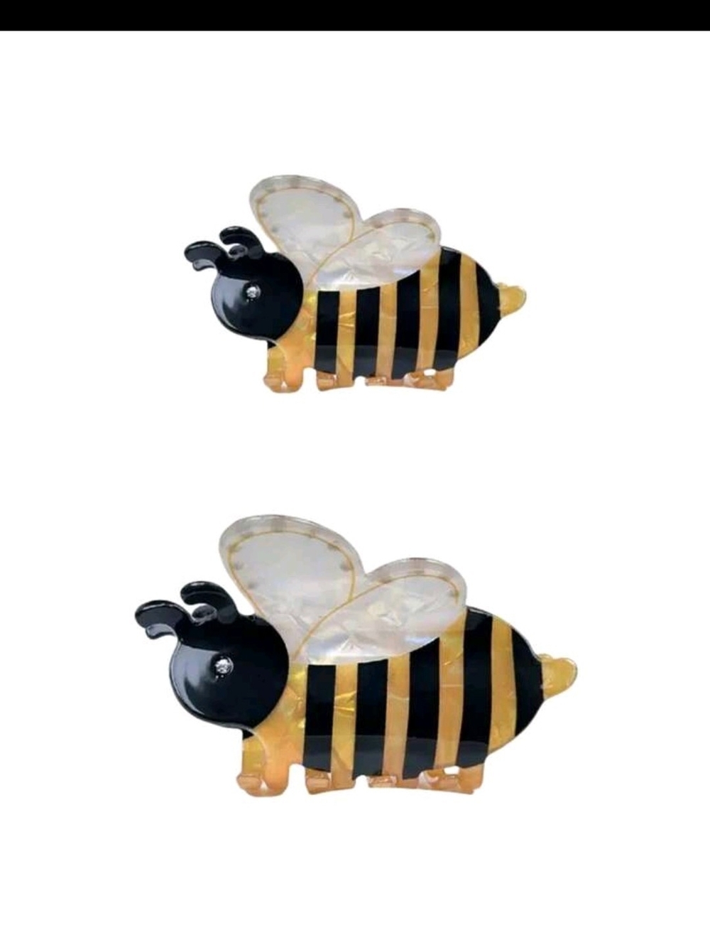 NWOT-Bee Striped Resin Hair Clip - Black & Gold 3 Clip Bundle - Picture 4 of 8